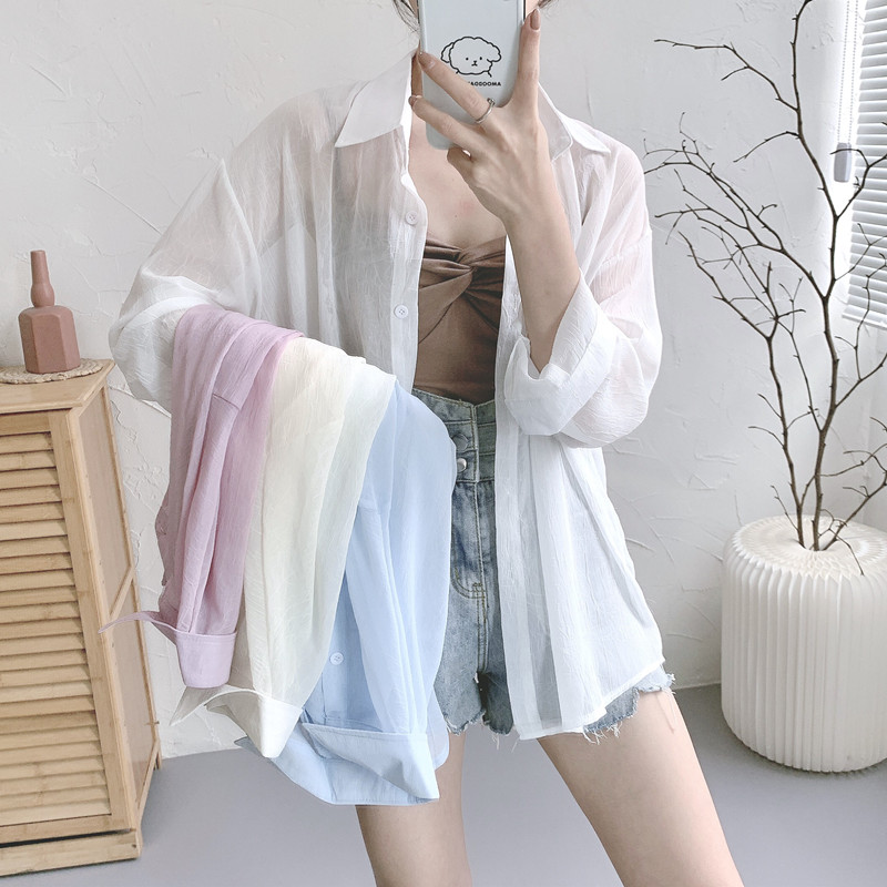 Real price texture elegant drape lazy wind cardigan niche design long sleeve shirt