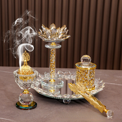 阿拉伯莲花香薰炉套装水晶香炉四件套 Crystal Incense Burner