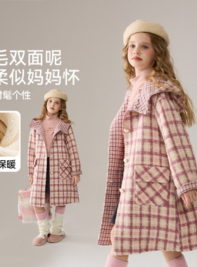 【呼呼严选专属】ASK女童毛呢外套25秋冬中大童连帽JF5ZWT20981F