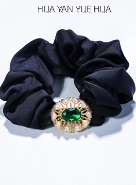 HUA YAN YUEHUA珠华大肠发圈轻奢发绳高档女丸子头饰马尾皮筋头花