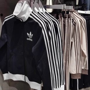外套IW3174 JC5807 复古三条纹立领运动长袖 Adidas三叶草女子短款