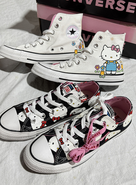 正品匡威专柜特价发黄瑕疵Hello Kitty联名款帆布鞋164629/162947