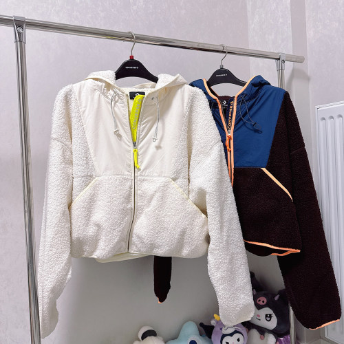 正品匡威 女子运动休闲连帽羊羔绒保暖棉衣外套10020285-A03-A01