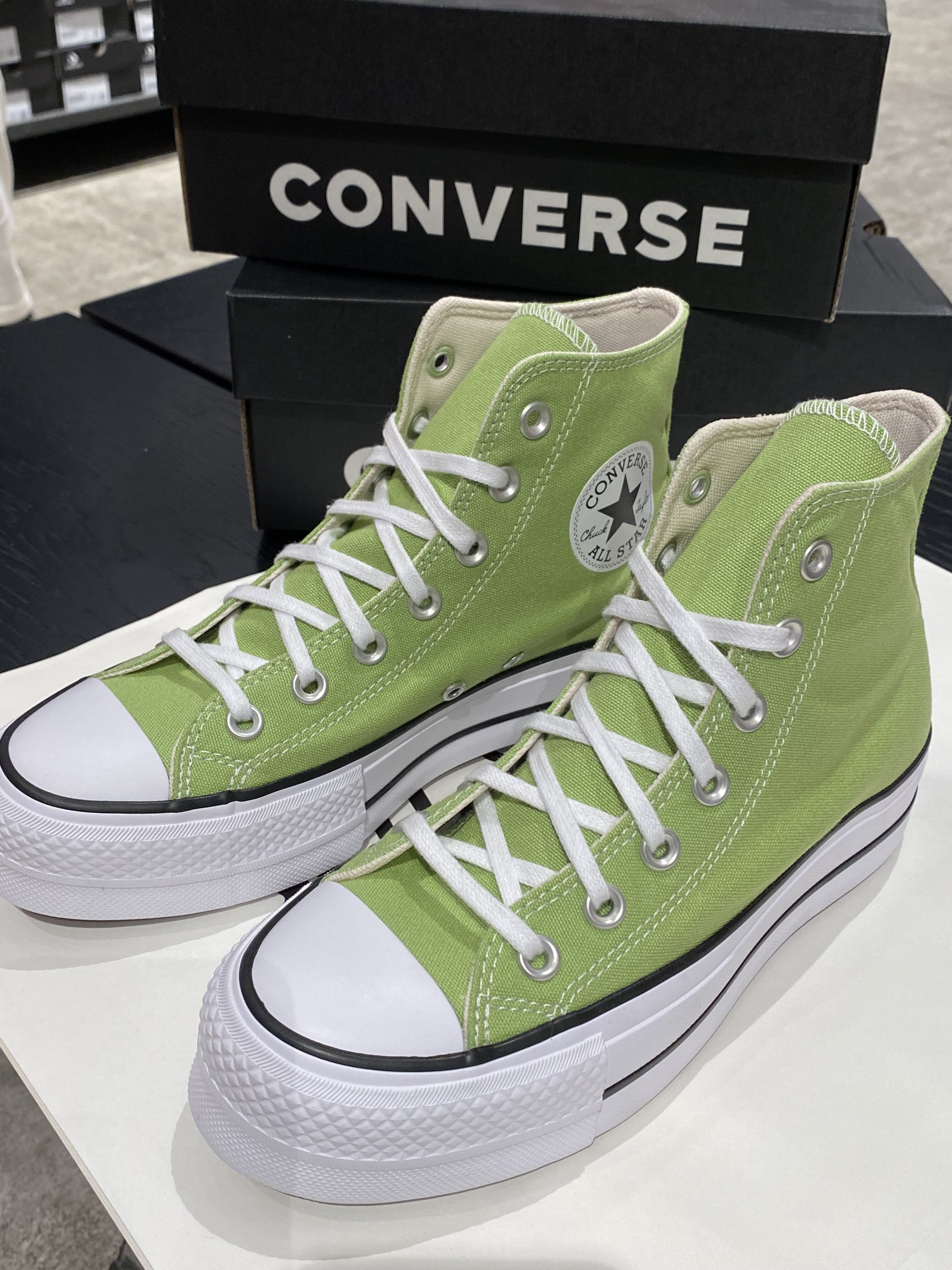 converse匡威all star女子经典绿高帮松糕厚底增高帆布鞋 a06137c