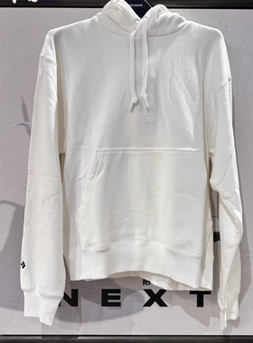 正品CONVERSE匡威 男女白色重磅棉休闲百搭连帽卫衣10024494-A01