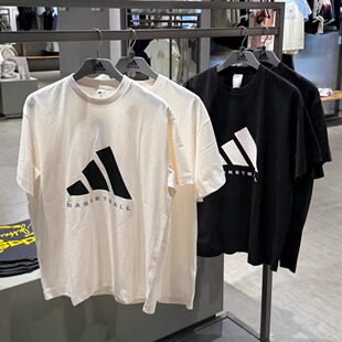 ADIDAS阿迪达斯25秋季男女logo印花篮球运动短袖T恤JX5575 JX5574