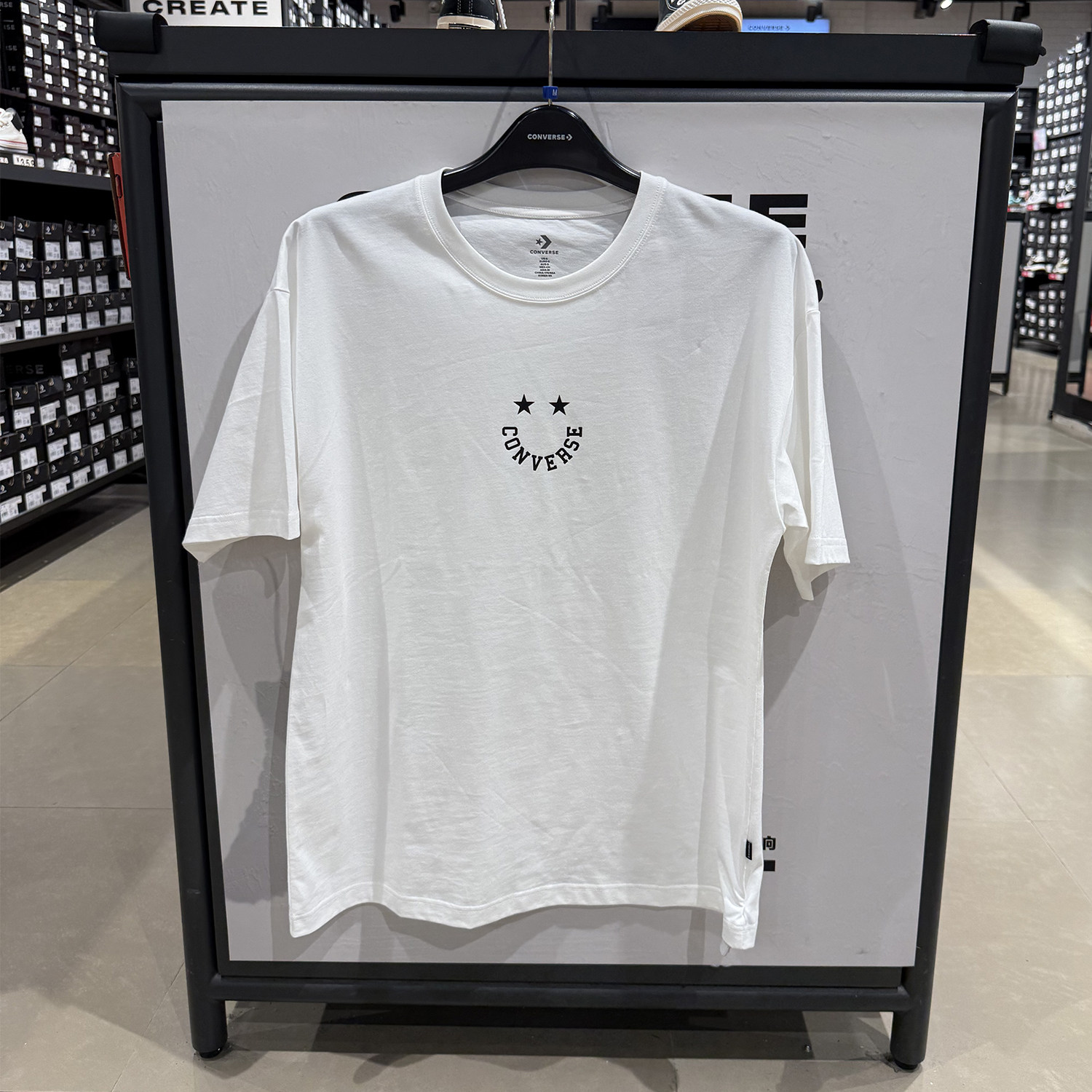 正品converse匡威 男款白色笑脸字母印花纯棉短袖T恤10027635-A01