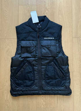 Converse匡威男女立领保暖黑色羽绒背心马甲10021979-A01