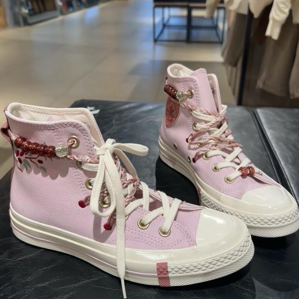 正品CONVERSE匡威 女子1970S情人节限定粉色高帮帆布鞋A14207C