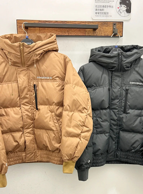 正品CONVERSE匡威工装风复古连帽短款羽绒服外套10027546-A01-A02