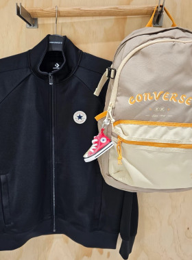 正品匡威 男子黑色拉链复古立领长袖夹克休闲外套10026702-A03