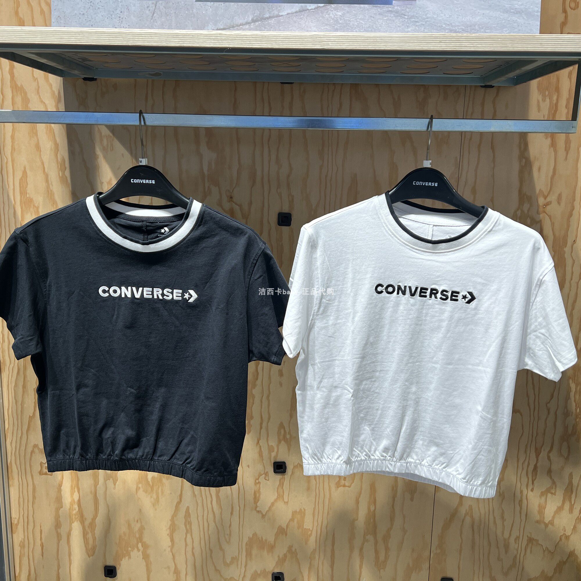 正品converse匡威 刺绣字母超短露脐圆领短袖t恤10024771-a04-a05