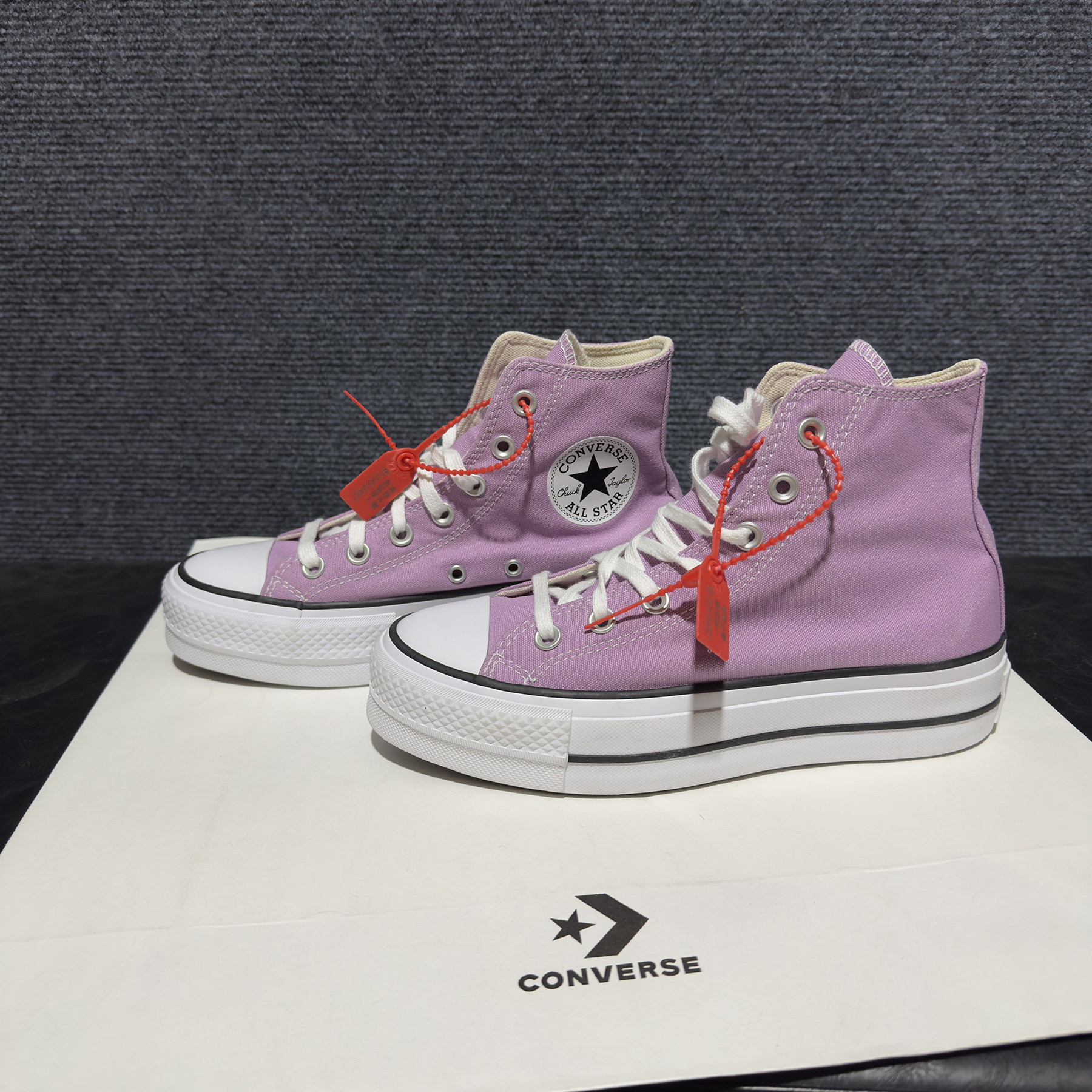 正品converse匡威 无鞋盒特价 Lift粉紫色增高厚底帆布鞋A09392C