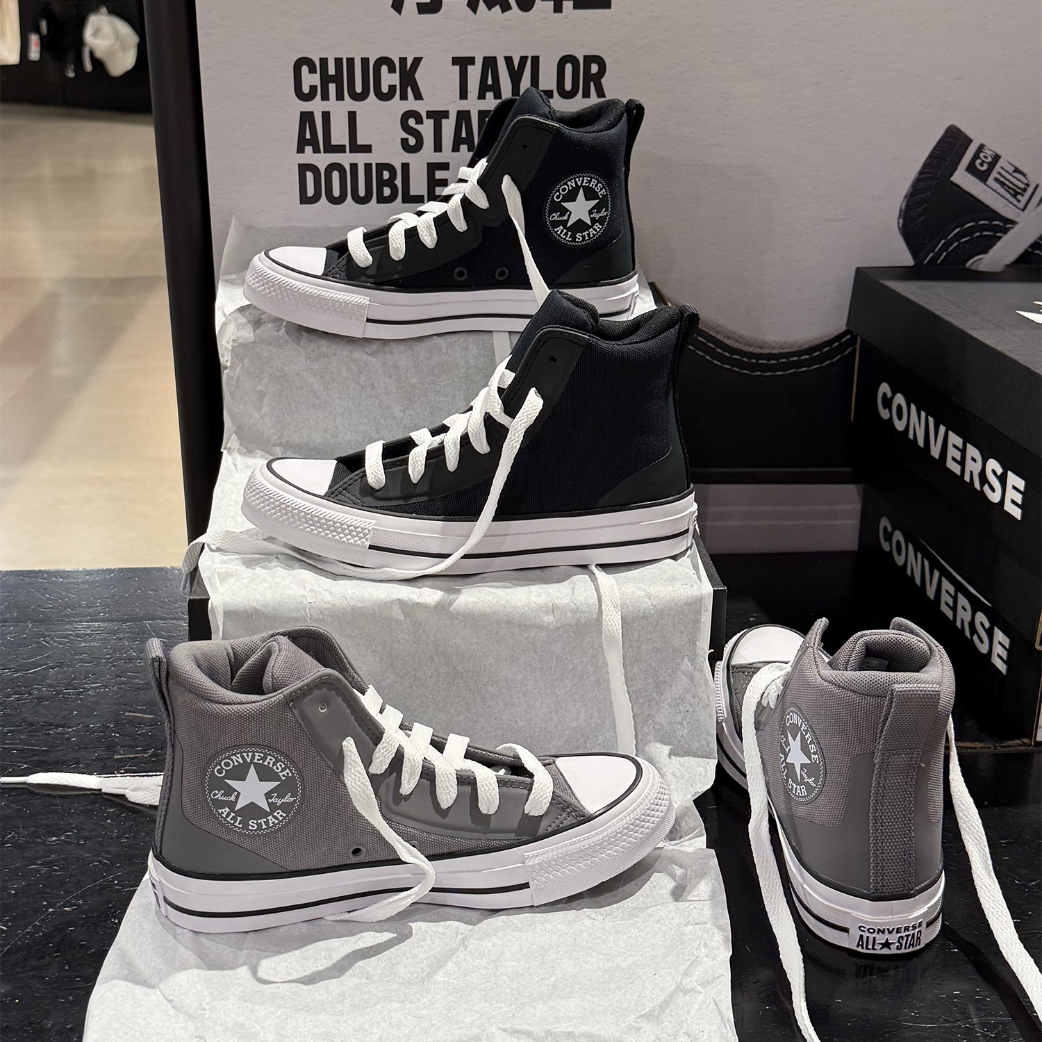匡威AllStar黑灰高帮帆布鞋