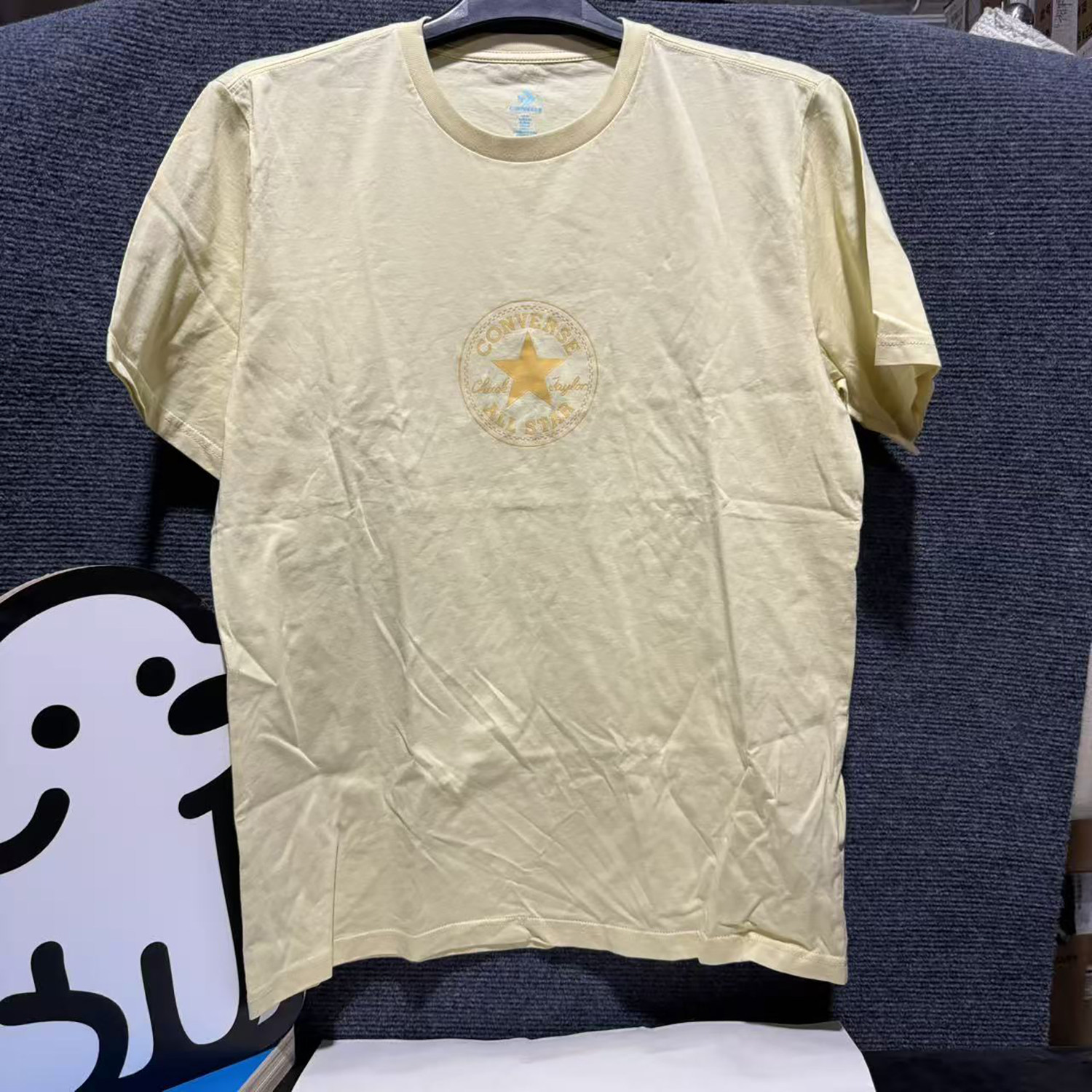 正品Converse匡威 无吊牌特价男奶黄圆标印花短袖T恤10023285-A01