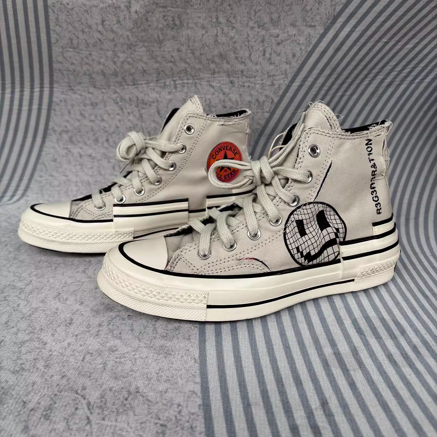 正品Converse匡威孤品男女解构做旧破洞高复古休闲帆布鞋 A00730C
