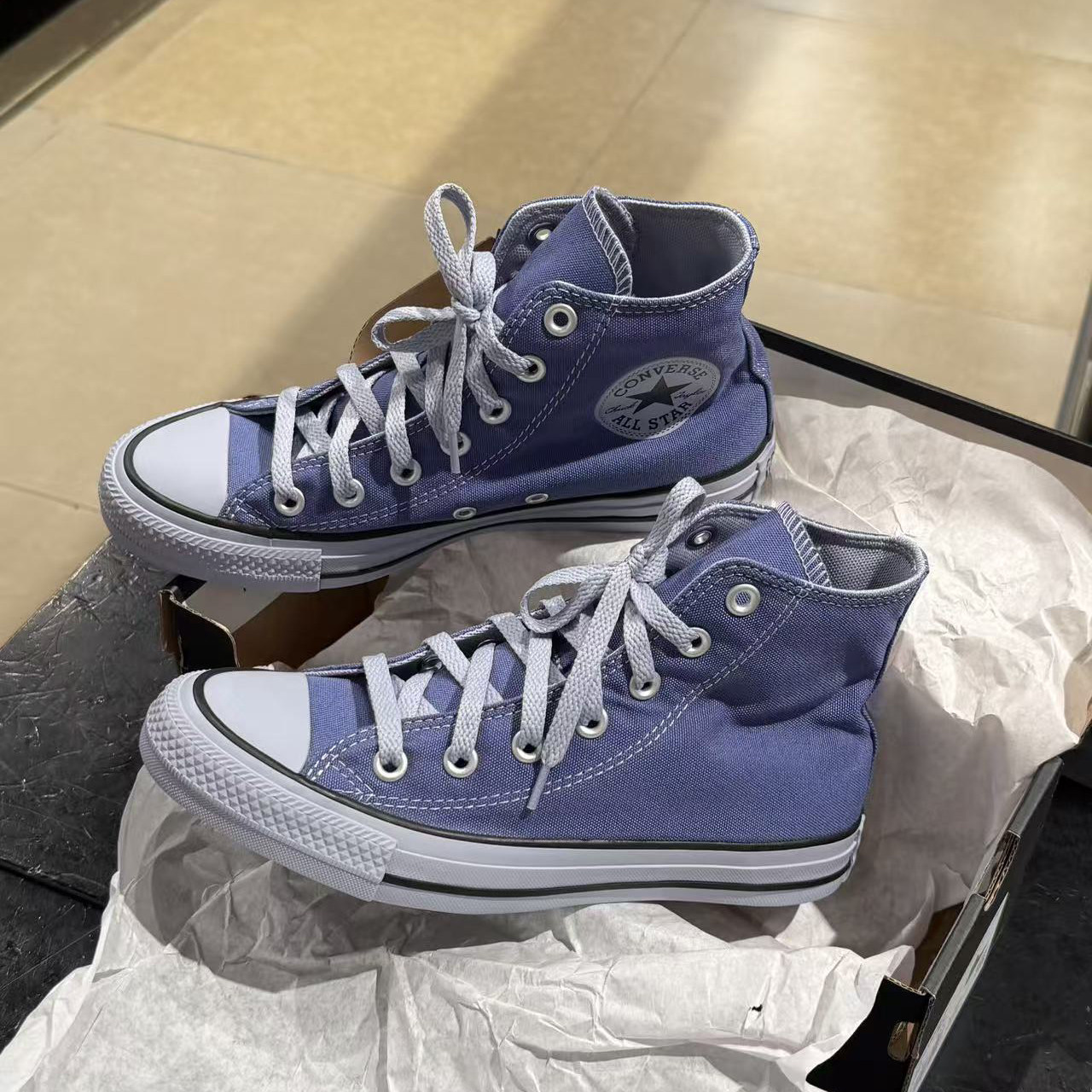 匡威allstar蓝紫高帮帆布鞋