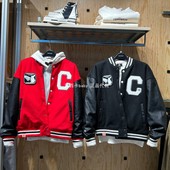 Converse匡威兔年生肖男女两面穿皮革拼接棒球服10025502 A02 A01