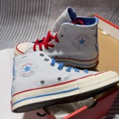 匡威1970S瑕疵鸳鸯中国风红中麻将步步升发水晶底帆布鞋 A04283C