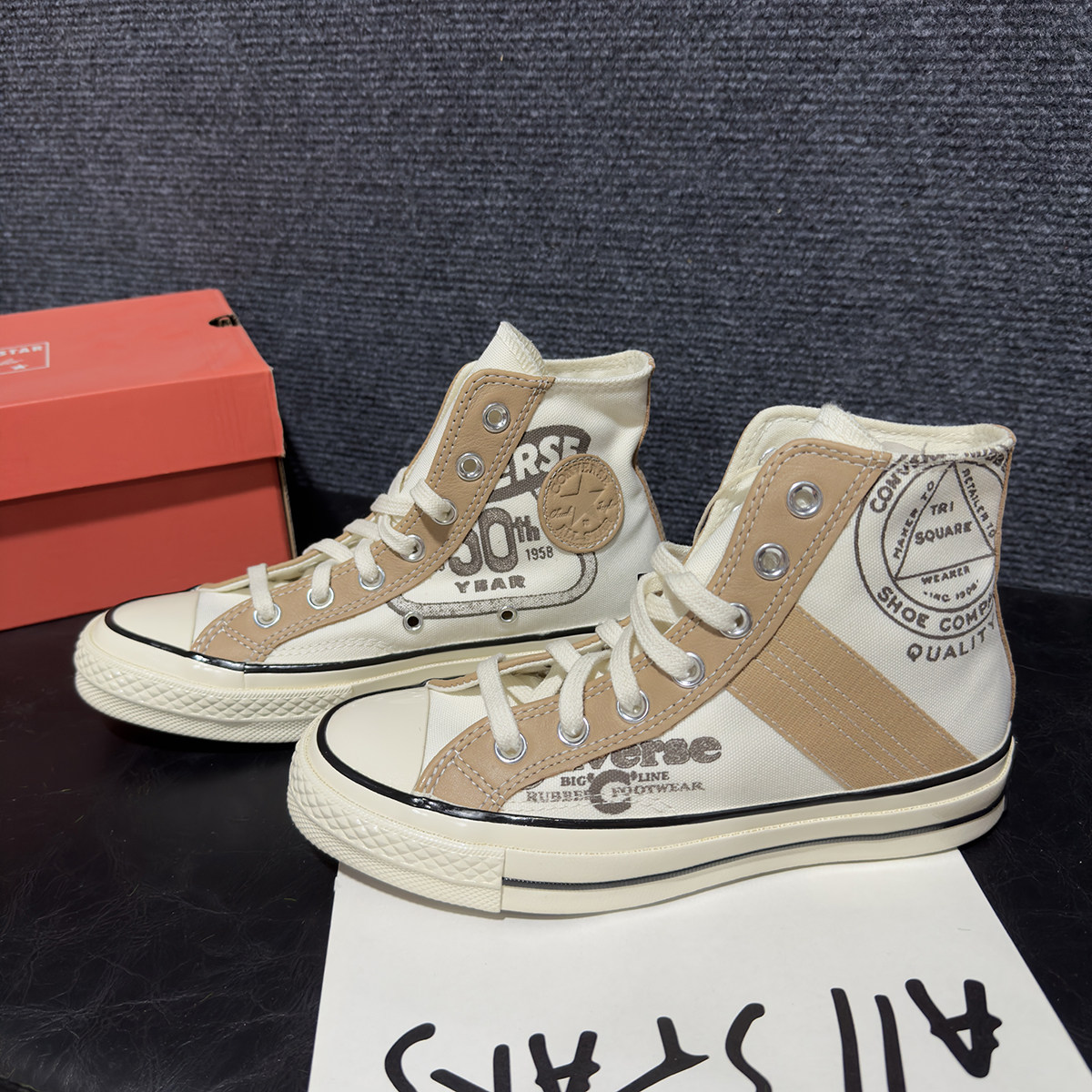 正品converse匡威 1970S皮面拼接印花高帮帆布鞋A07122C