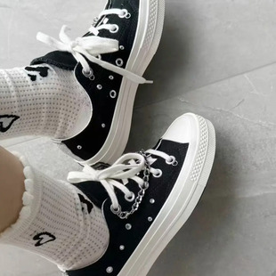 正品CONVERSE匡威1970S复古休闲甜酷风闪钻链条低帮帆布鞋A10305c