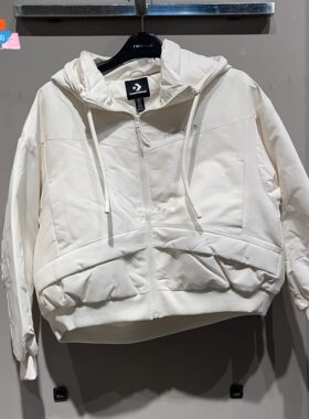 匡威短款连帽羽绒服奶白色