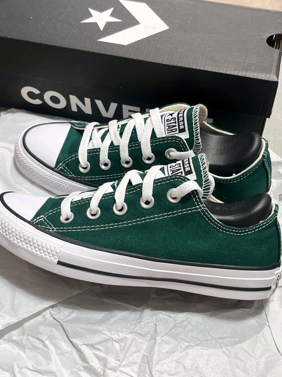 正品converse匡威 allstar经典常青款暗绿色低帮帆布鞋 A04548C