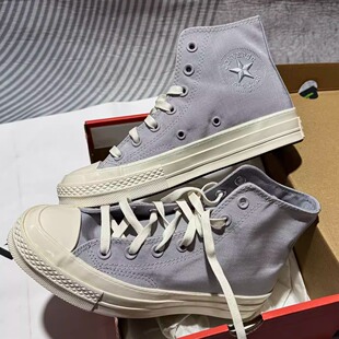 正品匡威 断码特价 1970s绸缎布刺绣灰蓝色高帮帆布鞋 A00888C