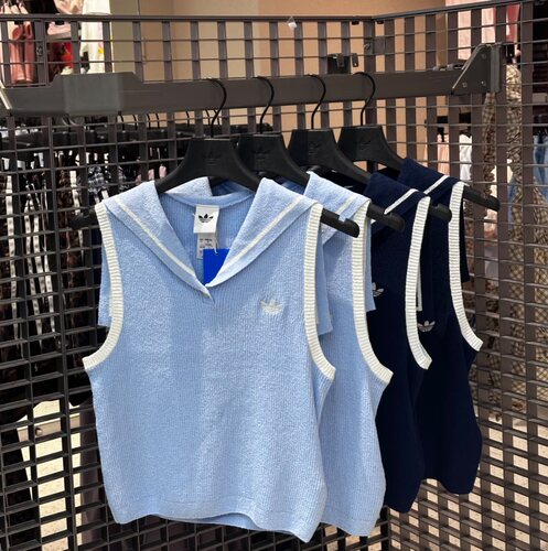 Adidas三叶草女款针织无袖POLO
