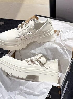 CONVERSE Lugged Heel MJ 匡威米色玛丽珍女款休闲小皮鞋 A10617C