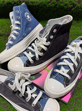 CONVERSE匡威1970s renew蓝黑拼接牛仔高帮帆布鞋166286C 166287C