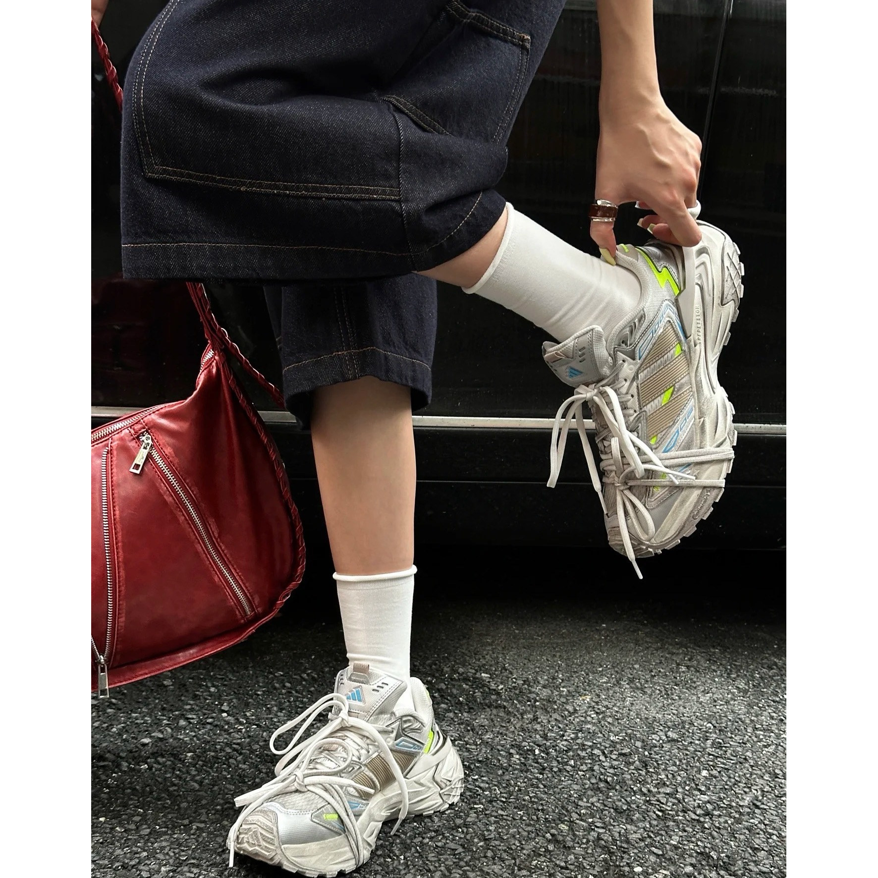 Adidas25款男女XLG STORM EDGE 做旧轻机甲老爹鞋跑步鞋JQ1667