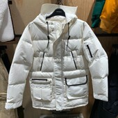 A01 正品 A02 奶白色白鸭绒运动连帽长款 羽绒服10019988 匡威 男款