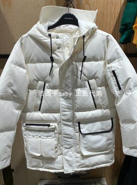 匡威白色连帽长款羽绒服
