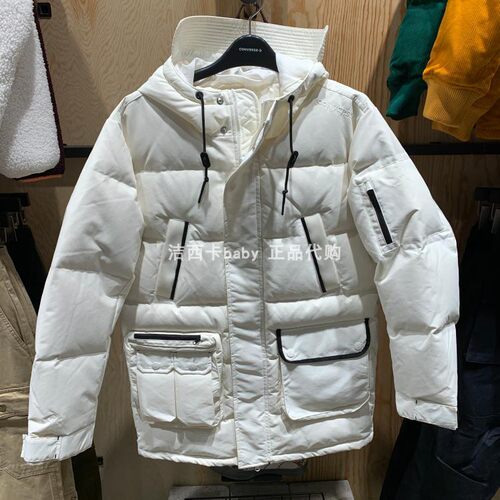 匡威白色连帽长款羽绒服