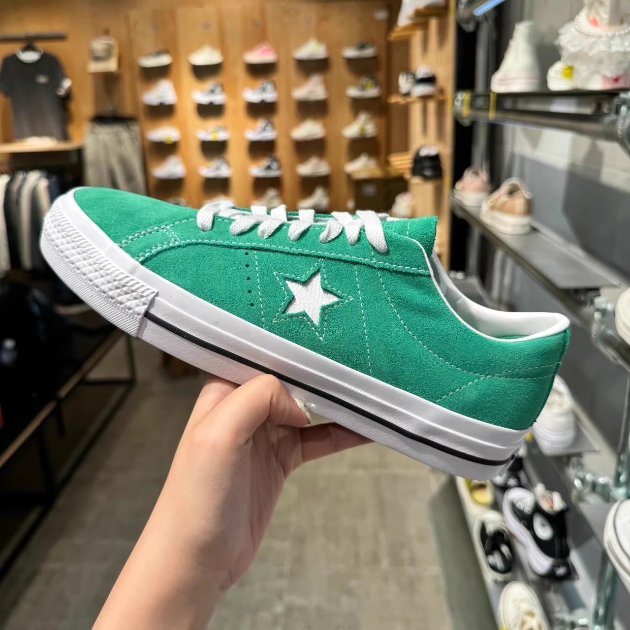 正品CONVERSE匡威ONE STAR PRO绿色麂皮翻毛皮低帮帆布鞋A08481C