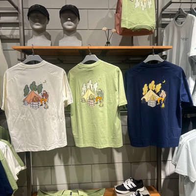 阿迪达斯25年夏季男子露营印花运动短袖T恤JJ3970 JJ3971 JJ3972