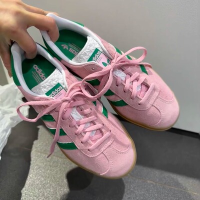Adidas阿迪达斯Gazelle粉色男女低帮厚底增高运动T头休闲鞋IE0420