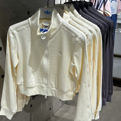 Adidas三叶草25年秋季女子立领短款运动外套长袖KB5446 KB5445
