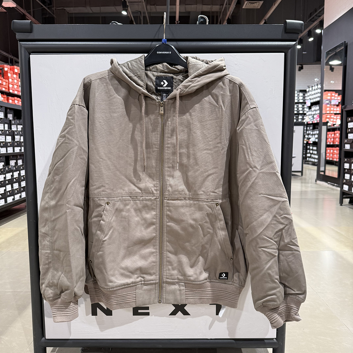 正品Converse匡威 卡其色休闲连帽休闲上衣外套夹克10027093-A02