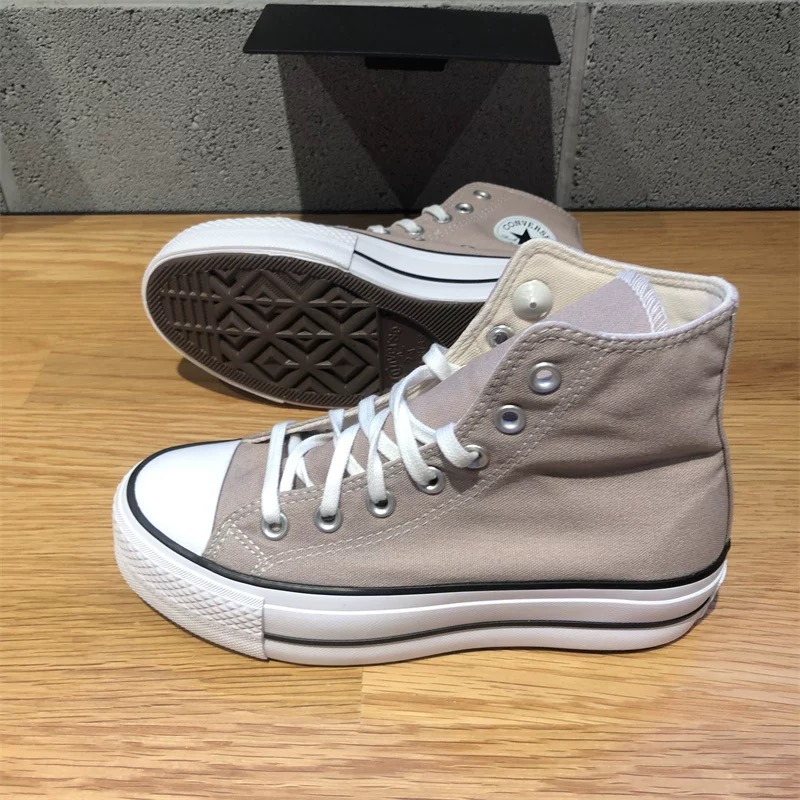 CONVERSE匡威All Star Lift浅卡其女子厚底增高高帮帆布鞋A06139C