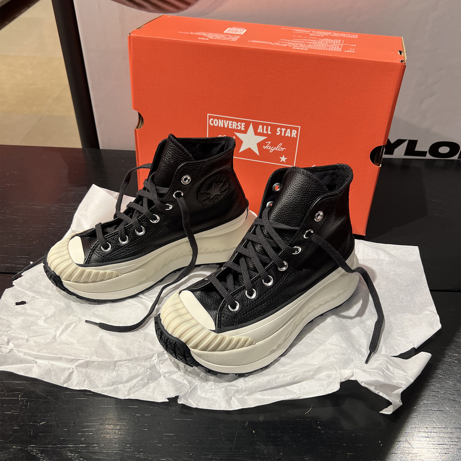 正品Converse匡威1970s黑色荔枝皮AT-CX机能风厚底增高鞋A07905c