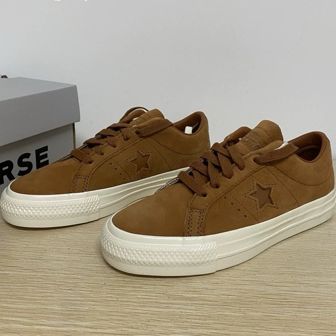 正品converse匡威One Star 男女低帮棕色翻毛皮休闲滑板鞋A09247C