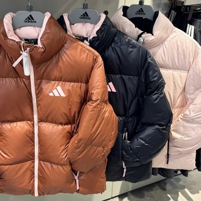 阿迪达斯25冬女立领短款羽绒服