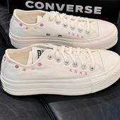 Lift花朵刺绣厚底增高帆布鞋 正品 Star All A15008C converse匡威