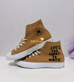 匡威 环保小麦色系带高帮帆布鞋 断码 Renew 164918C 瑕疵特价 正品