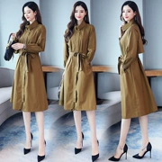 Áo gió nữ dài 2019 mùa thu phiên bản mới của Hàn Quốc áo khoác mỏng màu trơn - Trench Coat