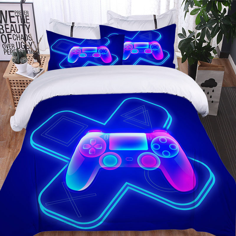 游戏手柄三件套床上用品游戏3D数码印花被套枕套被罩床单