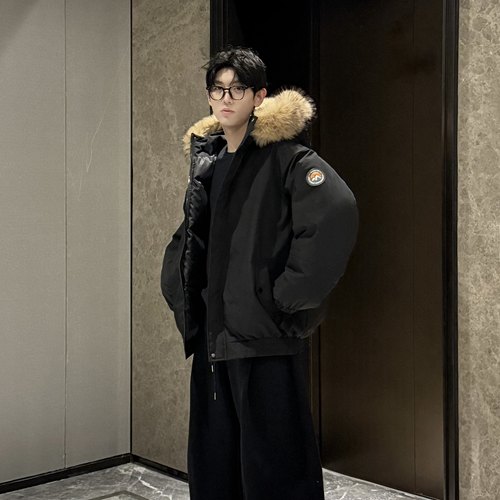 HN潮牌【可拆卸大毛领棉服】冬季新款连帽棉衣情侣保暖百搭派克服