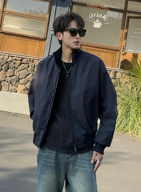 美式军绿色短款飞行夹克男女春季潮cleanfit痞帅外套宽松立领上衣